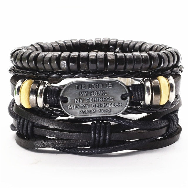 Trust in God Men’s Leather Bracelet Set