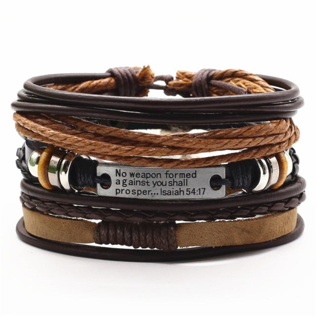 Trust in God Men’s Leather Bracelet Set