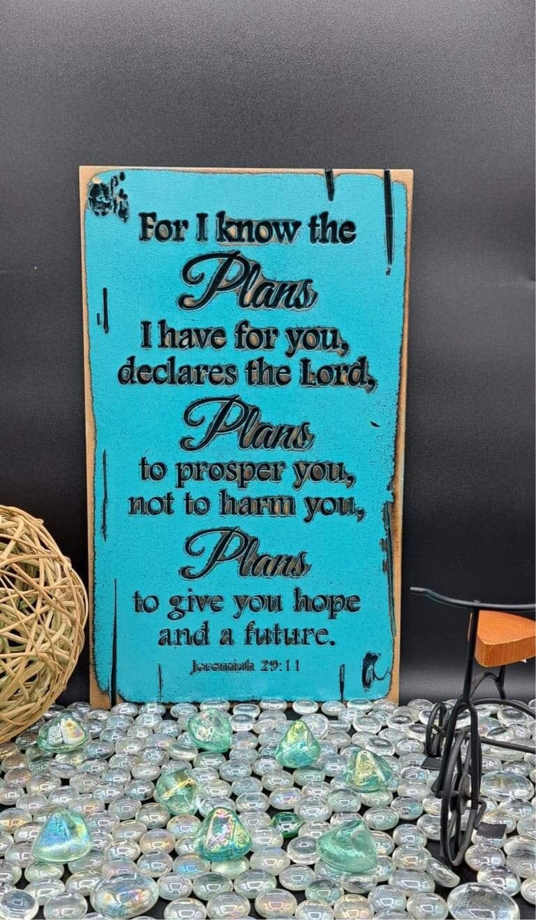 TURQUOISE JEREMIAH 29:11 GIFT 15 X 9