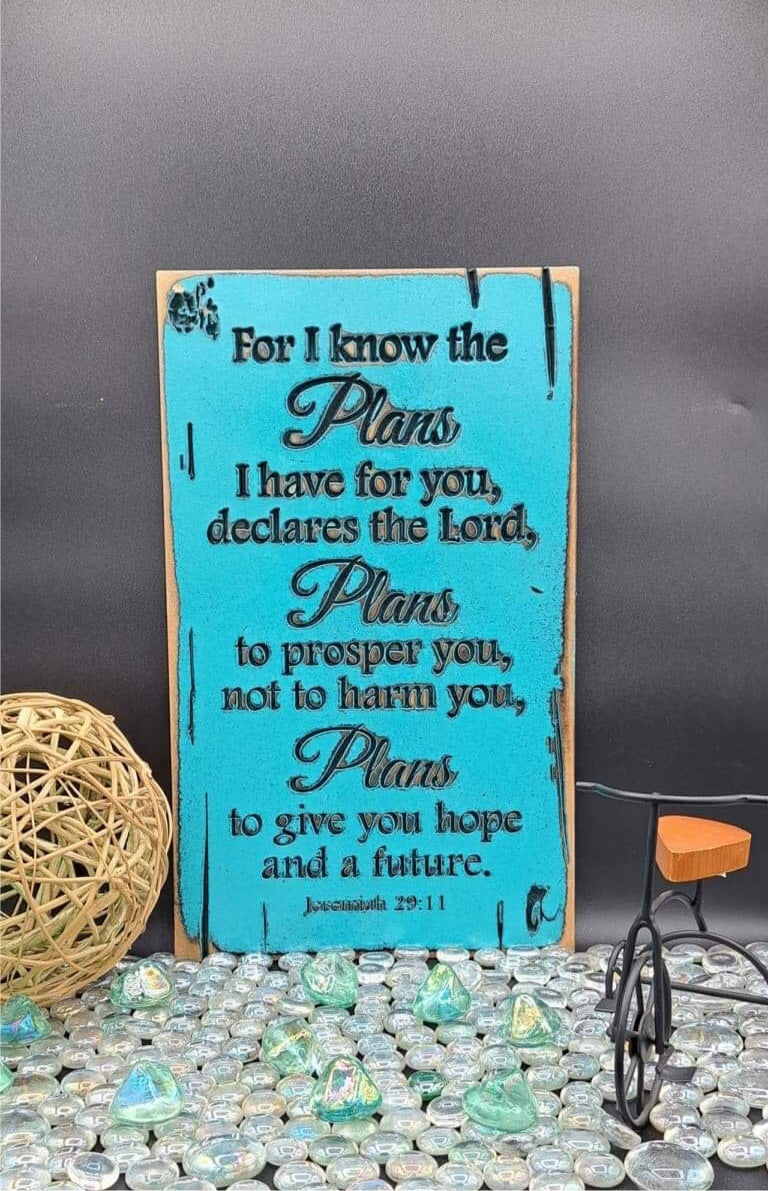 TURQUOISE JEREMIAH 29:11 GIFT 15 X 9